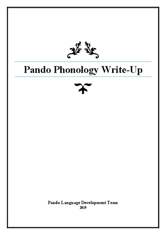 Tentative Pando Phonemic Summary