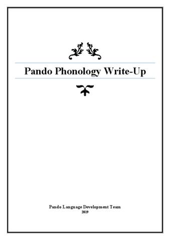 Tentative Pando Phonemic Summary
